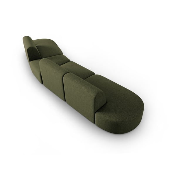 Zelena sedežna garnitura iz šenilje desni kot 428 cm Paolo – Milo Casa-image-3