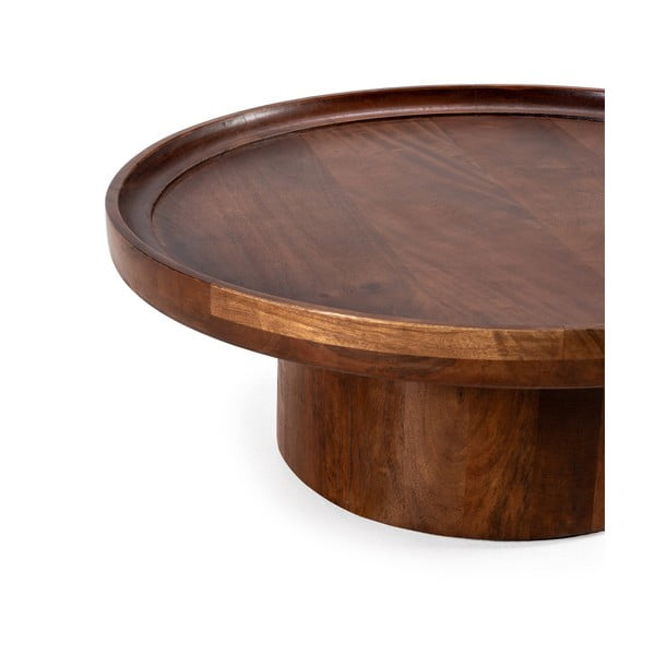 Temno rjava okrogla klubska mizica iz masivnega manga 80x80 cm Giselle – MOME-image-2