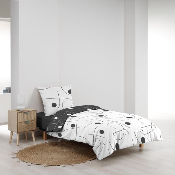 Bela/temno siva enojna posteljnina iz mikrovlaken 140x200 cm Sonate – douceur d'intérieur-image-3