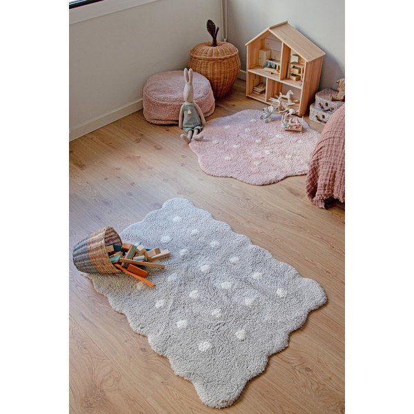 Siva pralna ročno tkana bombažna otroška preproga 70x100 cm Mini Biscuit Pearl Grey – Lorena Canals-image-4