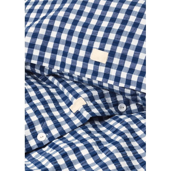 Bela/temno modra posteljnina iz krepa 140x200 cm Bæk&Bølge – JUNA-image-3