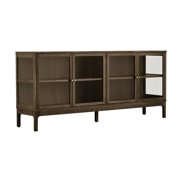 Temno rjava vitrina v hrastovem dekorju 180x80x40 cm Zamora – House Nordic