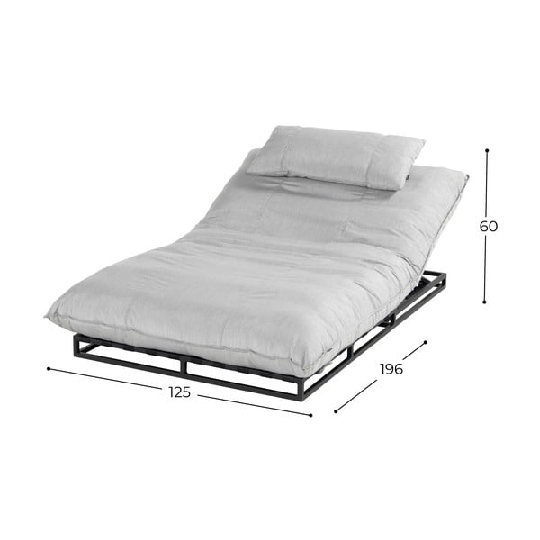 Svetlo siv kovinski oblazinjen vrtni ležalnik Emma – Hartman-image-2