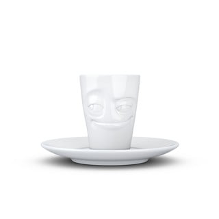 Bela porcelanska skodelica za espresso s podstavkom 58products, prostornina 80 ml