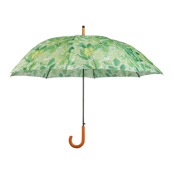 Zeleni dežnik z lesenim ročajem Esschert Design Leafs