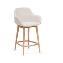 Bež oblazinjen barski stol z nasloni za roke (višina sedeža 66 cm) Konna – Kave Home