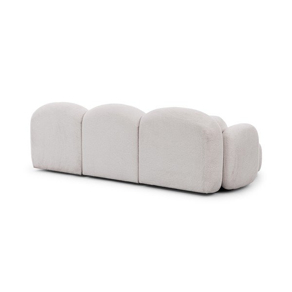 Kremno bela kotna sedežna garnitura iz tkanine bouclé (v obliki črke "U") Orbit – Ropez-image-3