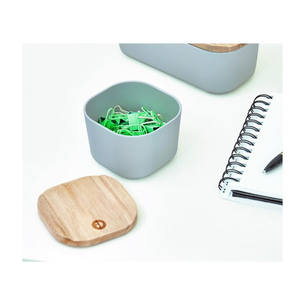 Siva škatla za shranjevanje s pokrovom iz pavlovnije iDesign Eco, 9 x 9 cm-image-4