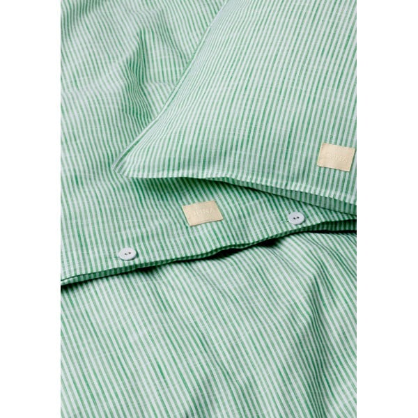 Bela/zelena podaljšana posteljnina za zakonsko posteljo iz organskega bombaža 200x220 cm Monochrome Lines – JUNA-image-2