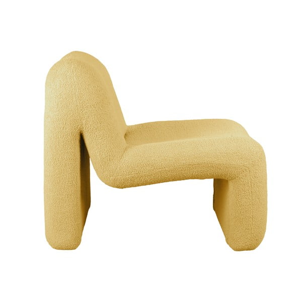 Oker rumen fotelj iz tkanine bouclé Fuerza – Leitmotiv-image-1