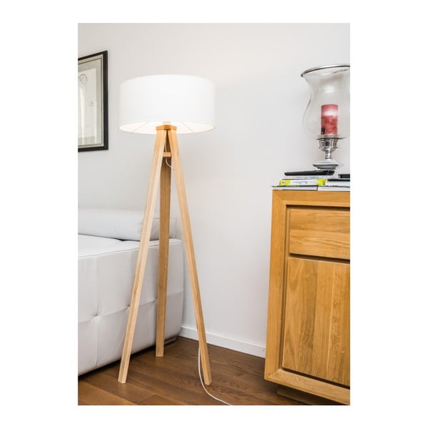 Stoječa svetilka z belim senčnikom in črno-belim kablom Ragaba Wanda-image-4