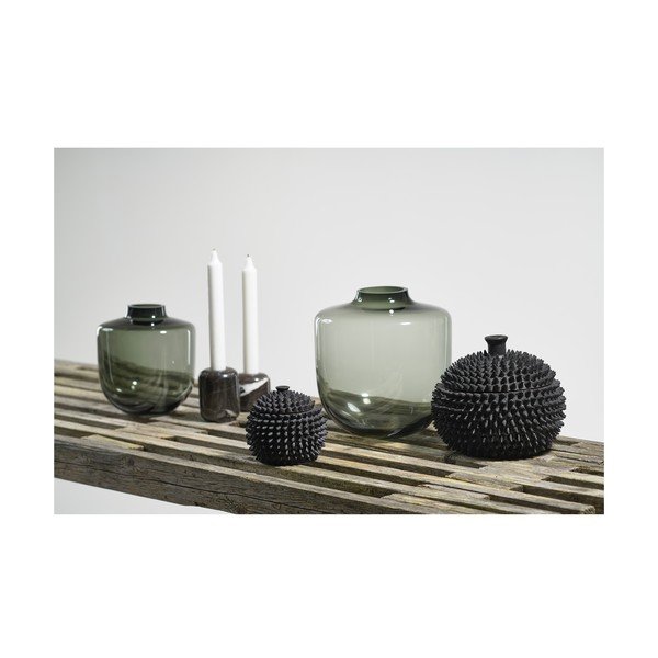 Siva steklena vaza (višina 21 cm) Daun – Villa Collection-image-4