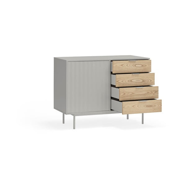 Siva nizka komoda v hrastovem dekorju 108x80 cm Sierra – Teulat-image-4