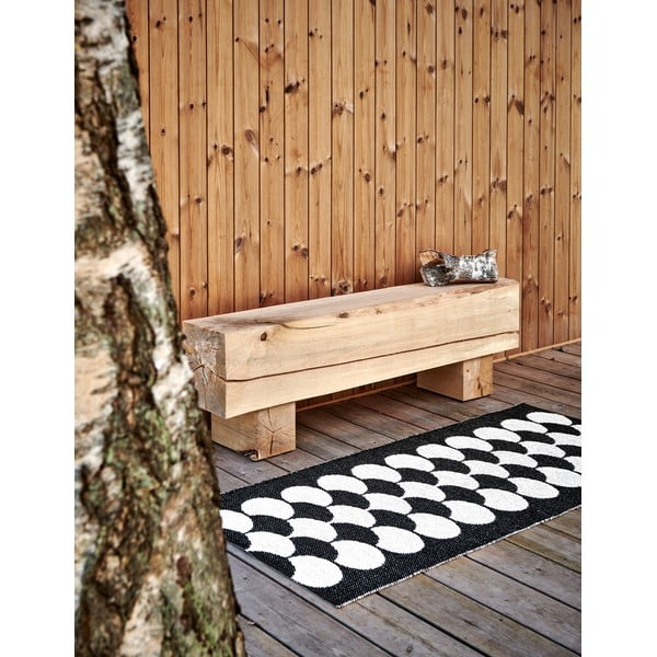 Črn/kremno bel zunanji in notranji tekač 70x150 cm Poppy Black Vanilla – Pappelina-image-3