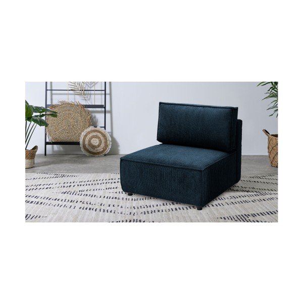 Temno moder modul za sedežno garnituro iz rebrastega žameta (sredinski modul) Nihad modular – Bobochic Paris-image-1