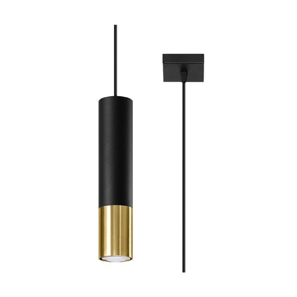 Viseča svetilka s kovinskim senčnikom v črno-zlati barvi 8x8 cm Longbot - Nice Lamps
