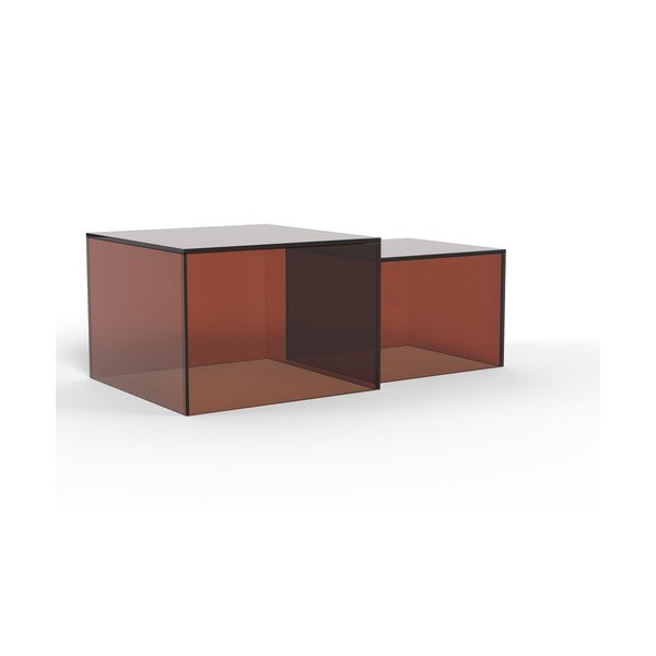 Rjave steklene mizice v kompletu 2 ks 50x50 cm Dice – Actona-image-4