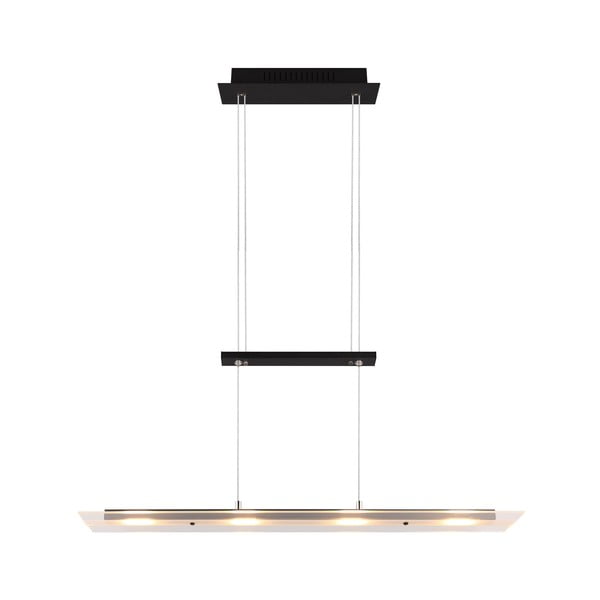 Črna LED viseča svetilka s steklenim senčnikom Milos – Trio