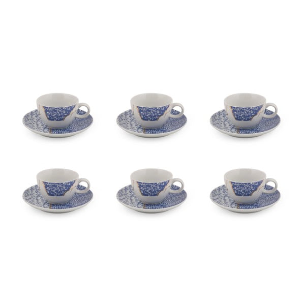 Bele/modre porcelanaste skodelice v kompletu 6 ks 0.9 l – Hermia