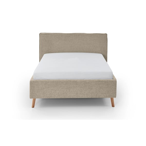 Bež oblazinjena zakonska postelja s prostorom za shranjevanje z letvenim dnom 140x200 cm Riva – Meise Möbel-image-4