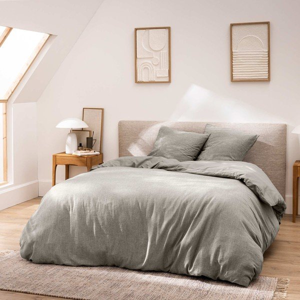 Siva 3-delna bombažna posteljnina za zakonsko posteljo/podaljšana 240x220 cm Meline – douceur d'intérieur