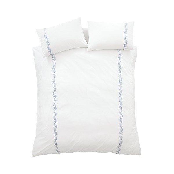 Bela 3-delna posteljnina za zakonsko posteljo iz bombažnega perkala 200x200 cm Camille Embroidered Floral – Bianca