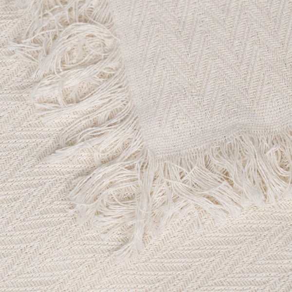 Kremno belo pregrinjalo iz recikliranega bombaža 180x260 cm Spike – Ixia-image-3