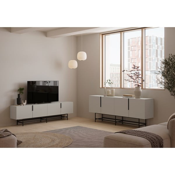 Kremno bela nizka komoda 200x77,5 cm Eldia – Marckeric-image-1