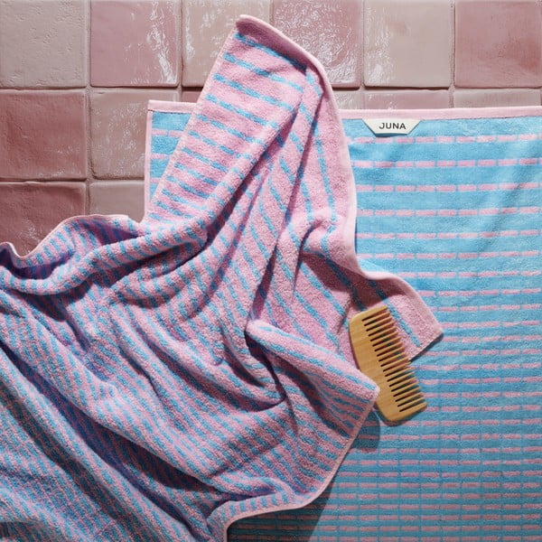 Modro-rožnata frotirna brisača iz mešanice bambusa 50x100 cm Nuance – JUNA-image-1