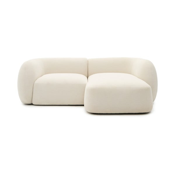 Kremno bela kotna sedežna garnitura iz šenilje (desni kot/z ležalnikom) Martina – Kave Home