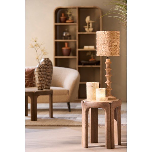 Okrogla stranska mizica s kamnito mizno ploščo ø 45 cm Ali – Light & Living-image-1