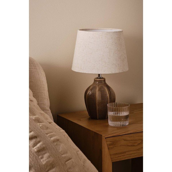 Bež/temno rjava keramična namizna svetilka (višina 34 cm) Wera – Jotex-image-2