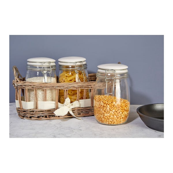 Komplet 3 kozarcev za shranjevanje v košarici Premier Housewares Country Cottage, 1000 ml-image-3