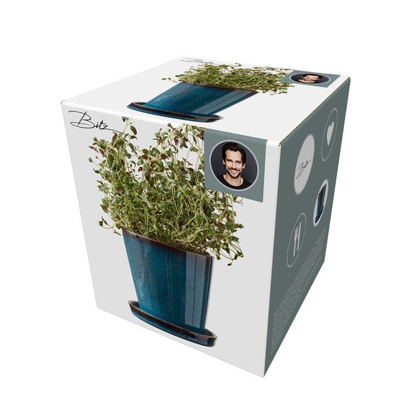 Okrasni cvetlični lonec iz kamenine ø 10 cm Gastro Dark Blue/Black – Bitz-image-3