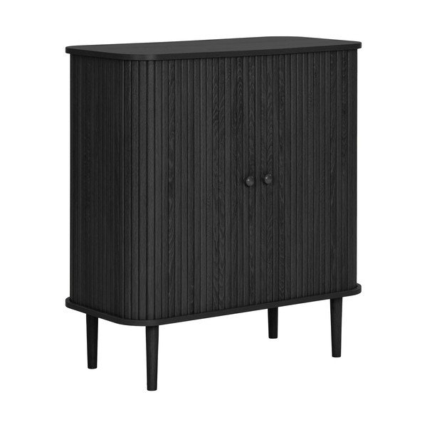 Črna komoda iz masivnega bora 80x87x40 cm Nikko – House Nordic-image-4
