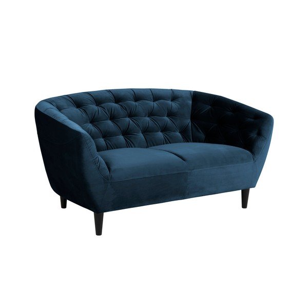 Temno modra žametna zofa Actona Ria, 150 cm-image-2