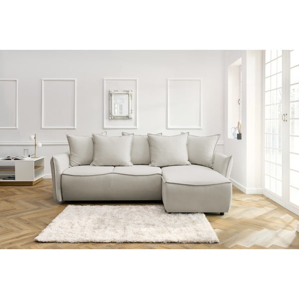 Kremno bela raztegljiva kotna sedežna garnitura (z desnim kotom) Leon – Bobochic Paris-image-1