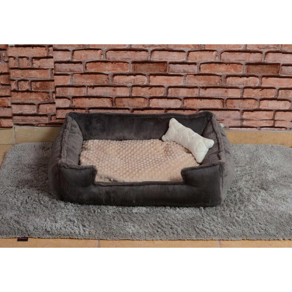 Siva plišasta postelja Nest - Lydia&Co-image-1