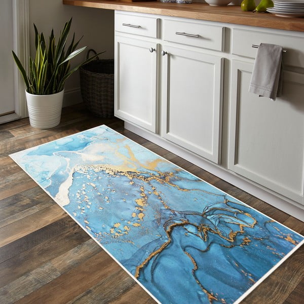 Modra pralna preproga 80x150 cm Blue Waves – Oyo Concept-image-1