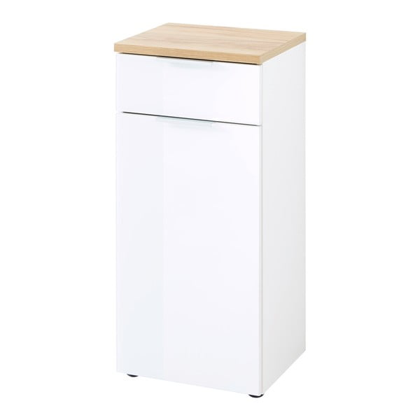 Bela nizka kopalniška omarica v hrastovem dekorju 39x86 cm Pescara - Germania-image-4