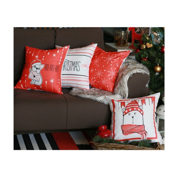Bela božična prevleka za vzglavnik Mike & Co. NEW YORK Honey Veselo božično darilo, 45 x 45 cm-image-1