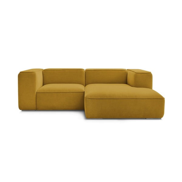 Oker rumena kotna sedežna garnitura iz tkanine bouclé (desni kot) Zephyr – Bobochic Paris