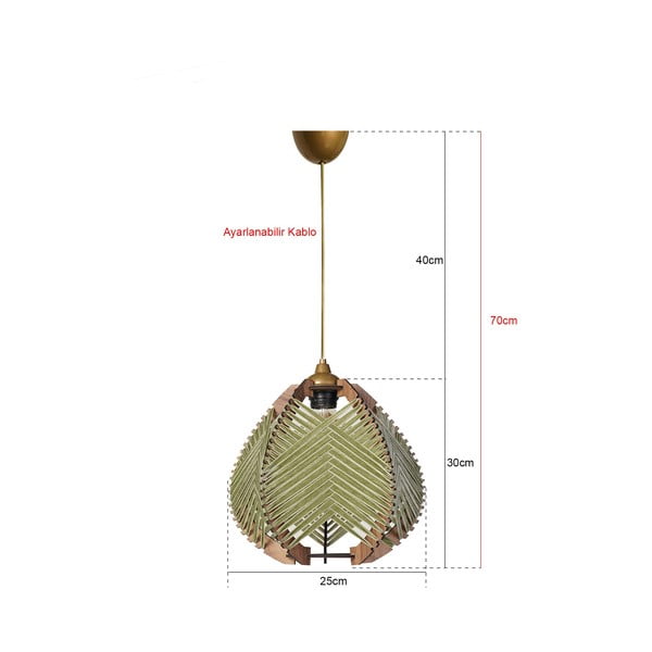 Zelena/v naravni barvi viseča svetilka s tekstilnim senčilom ø 25 cm Yola – Opviq lights-image-2