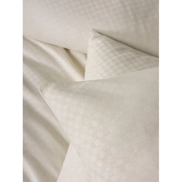 Bež enojna posteljnina iz renforce bombaža 140x200 cm Checkered – Mila Home Luxury-image-2