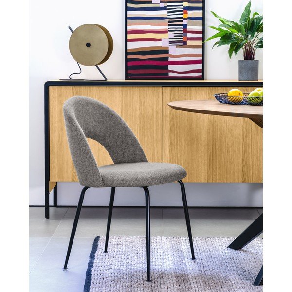 Siv oblazinjen jedilni stol Mahalia – Kave Home-image-1