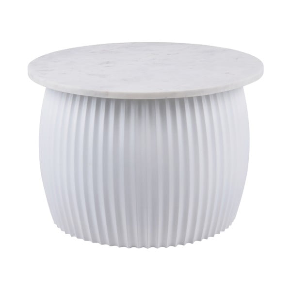 Bela okrogla mizica z mizno ploščo v marmornem dekorju ø 52 cm  Luscious  – Leitmotiv