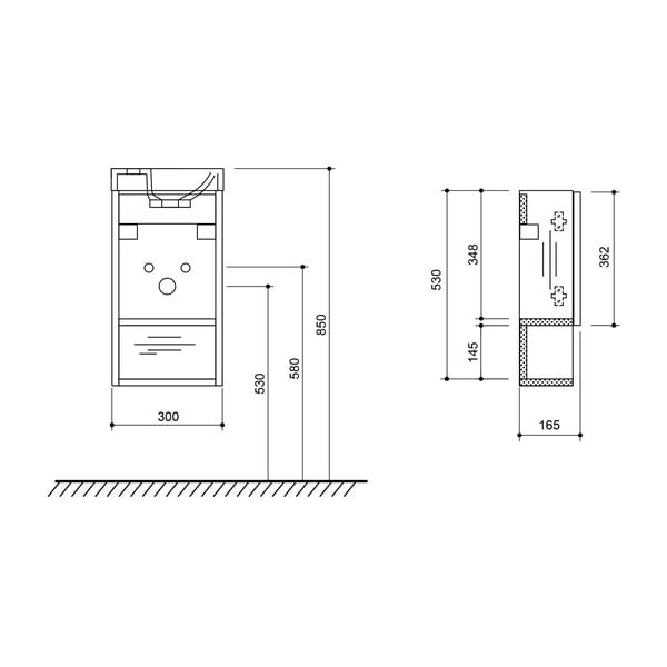 Stenska omarica brez umivalnika v hrastovem dekorju v naravni barvi 30x53 cm Latus Xi – Sapho-image-4