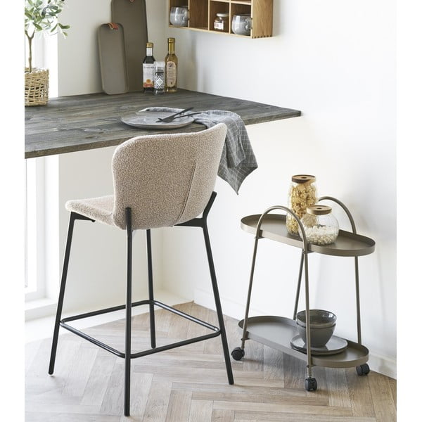 Bež oblazinjen barski stol (višina sedeža 65 cm) Maceda – House Nordic-image-1