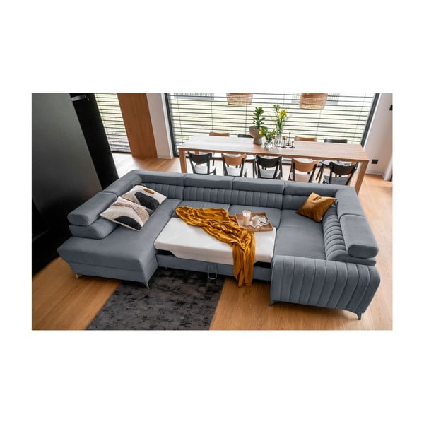 Modra raztegljiva/s prostorom za shranjevanje kotna sedežna garnitura (levi kot/v obliki črke "U") Louis – ELTAP-image-3