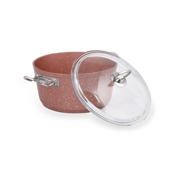 Roza aluminijast lonec s pokrovom Güral Porselen Classic, ø 22 cm-image-3